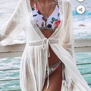 White Open Back Self-Tie Cover Up